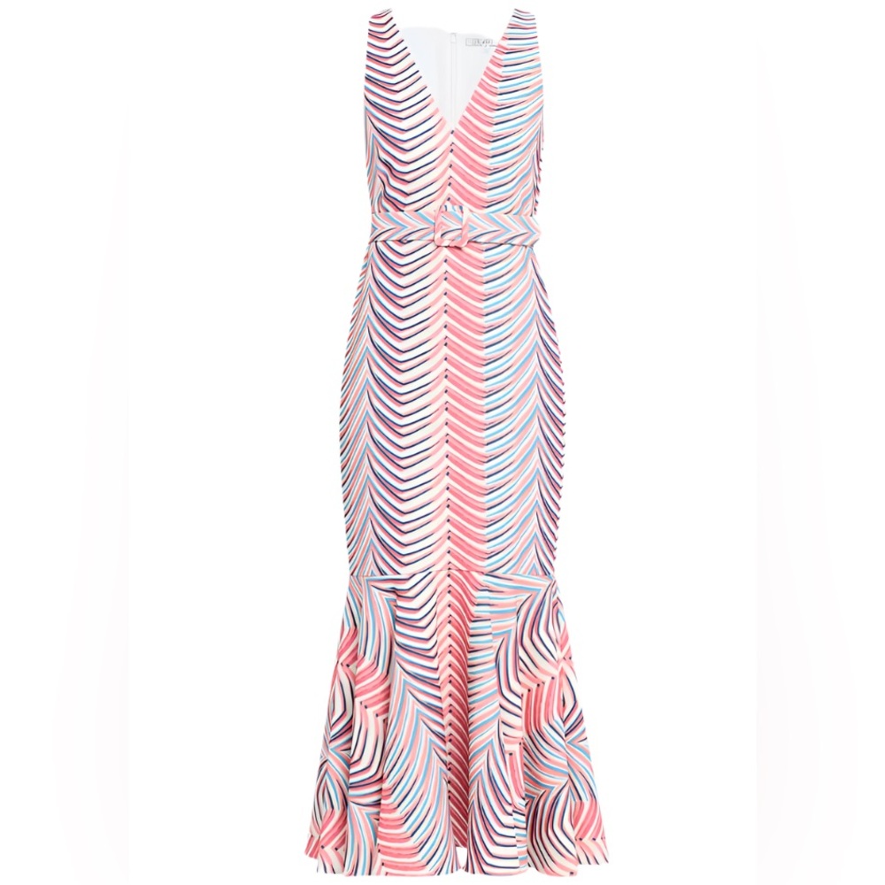 Badgley Mischka CORAL CHEVRON MERMAID DRESS